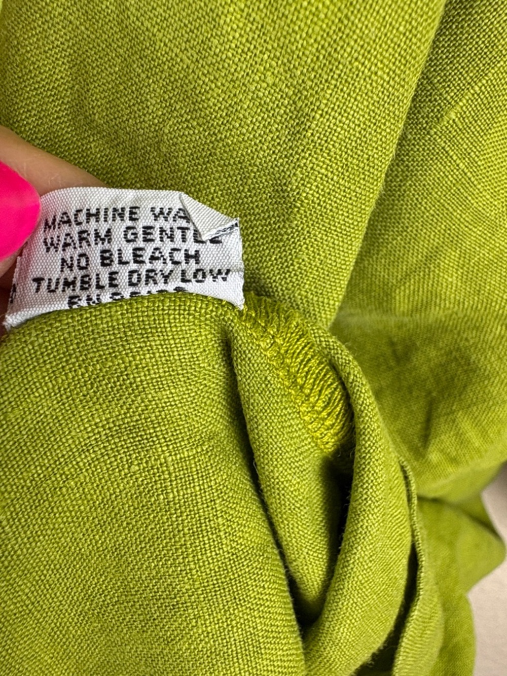 Bryn Walker Oversized 100% Linen Lime Green Tunic Top Lagenlook Size 3X - Picture 12 of 14